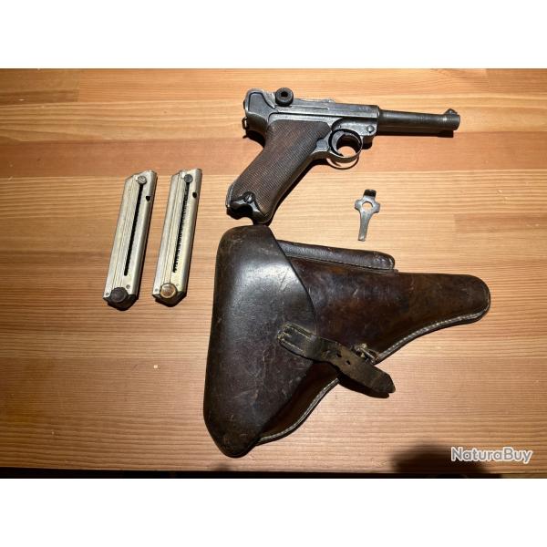 ENCHERES 1 - LUGER P08 DWM 1916 9X19 2 CHARGEURS + ETUI + CLE