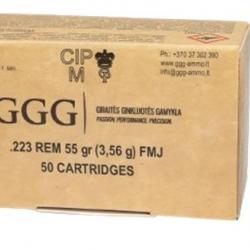 Cartouches GGG cal.223 Rem FMJ 55 gr 10 boites ( 500 munitions )