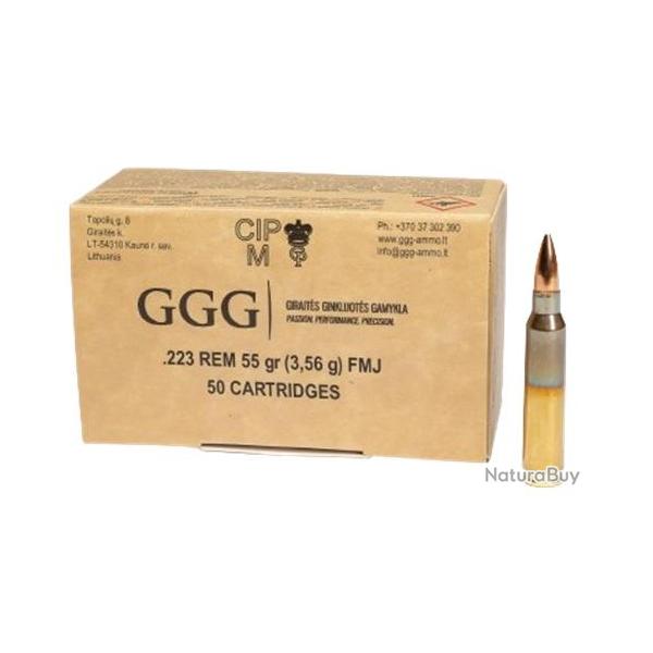 Cartouches GGG cal.223 Rem FMJ 55 gr 10 boites ( 500 munitions )