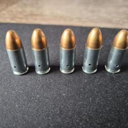 5 munitions de 9 mm Luger neutralisé pour pistolets CZ, colt, glock, s&w, sig sauer, canik, beretta