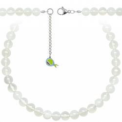 Collier en agate blanche - Perles rondes 10 mm - 60 cm