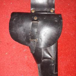 Holster cuir noir ancien gendarmerie militaria