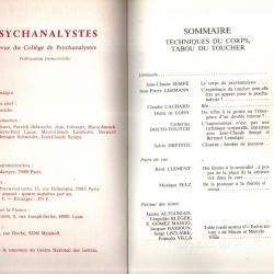 psychanalystes techniques du corps tabou du toucher