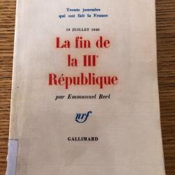 Livre: Emmanuel Berl, La fin de la 3ème République, édition 1968
