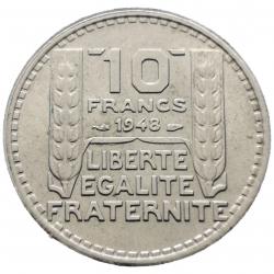 Monnaie France - 1948 - 10 francs Turin petite tête (Grade : TB) - ref N0006