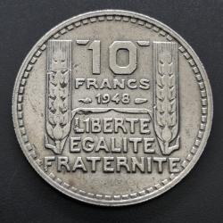Monnaie France - 1948 - 10 francs Turin petite tête (Grade : AB) - ref N0242