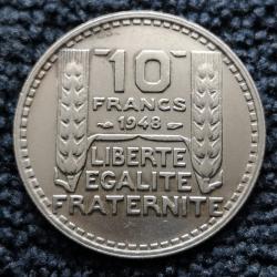 Monnaie France - 1948 - 10 francs Turin petite tête (Grade : TTB) - ref N1633