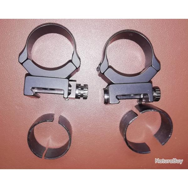 2 colliers montage bas lunette ERA diamtre 30 mm