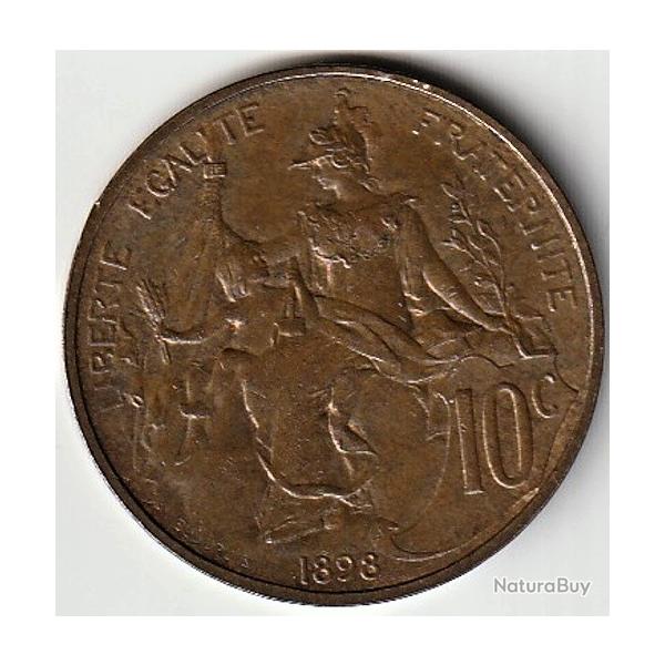 Pice de Monnaie  France  10 centimes Daniel-Dupuis 1898 Rare Qualit