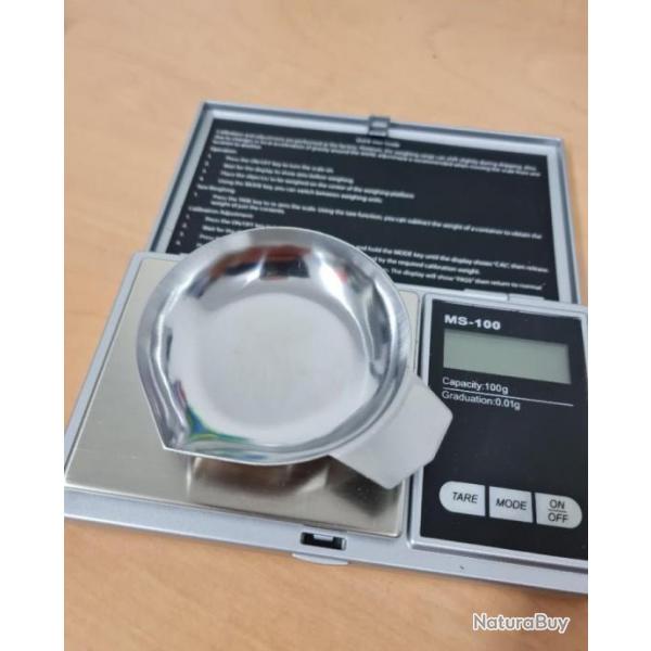Coupelle de pese INOX pour balance de prcision dosage poudre rechargement