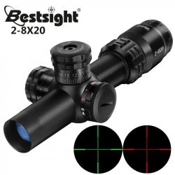 Lunette Compacte 2-8×20 SFP Eclairée Rouge/Vert Tube Verrouillage Tourelles pour chasse/Tir 20 MM