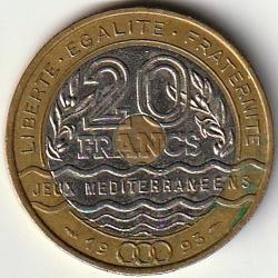 Pièce de Monnaie France 20 francs Jeux Méditérranéens 1993