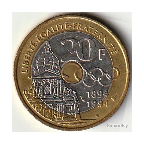Pice de Monnaie France 20 francs Pierre de Coubertin 1994