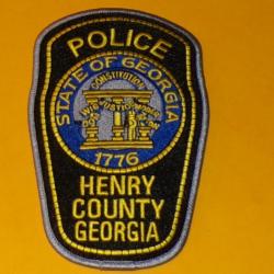 TISSU PATCH : POLICE STATE GEORGIA , HENRY COUNTY GEORGIA , DIAMETRE 14 CM , BON ETAT VOIR PHOTOS .