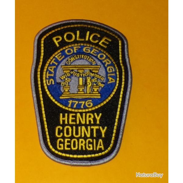 TISSU PATCH :POLICE STATE GEORGIA , HENRY COUNTY GEORGIA , DIAMETRE 14CM , BON ETAT VOIR PHOTOS .