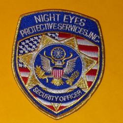 TISSU PATCH : NIGHT EYES PROTECTIVES SERVICES , INC  , DIAMETRE 12 CM , BON ETAT VOIR PHOTOS . POUR
