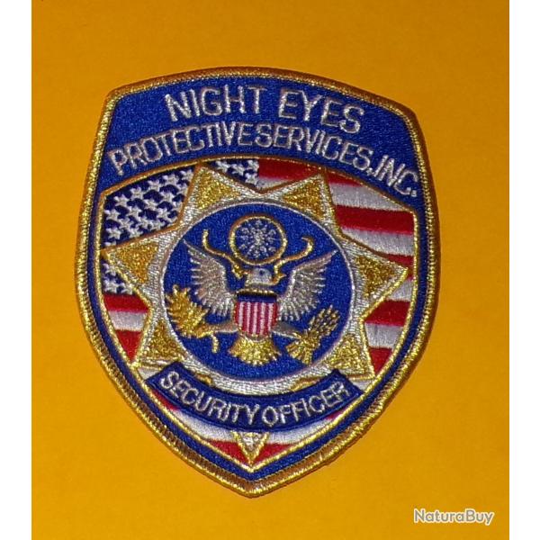 TISSU PATCH :NIGHT EYES PROTECTIVES SERVICES , INC  , DIAMETRE 12CM , BON ETAT VOIR PHOTOS . POUR
