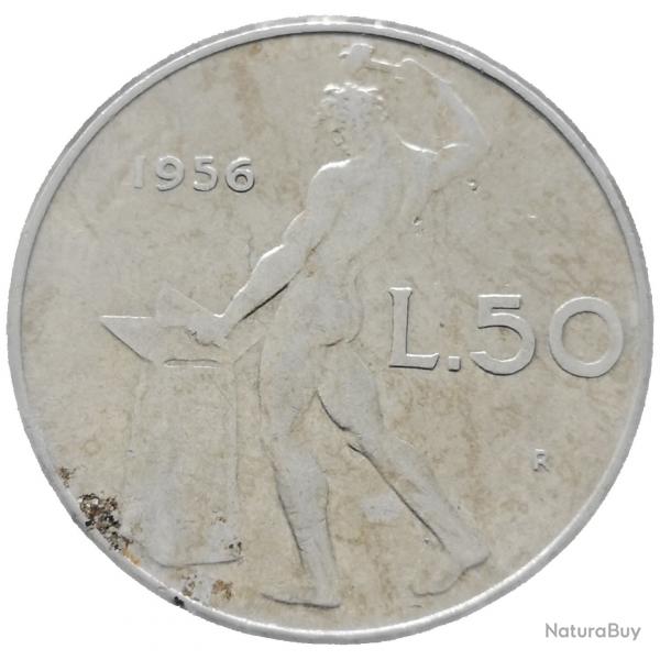 Monnaie Italie - 1956 R - 50 lire grand module (Grade : AB) - Ref N0015