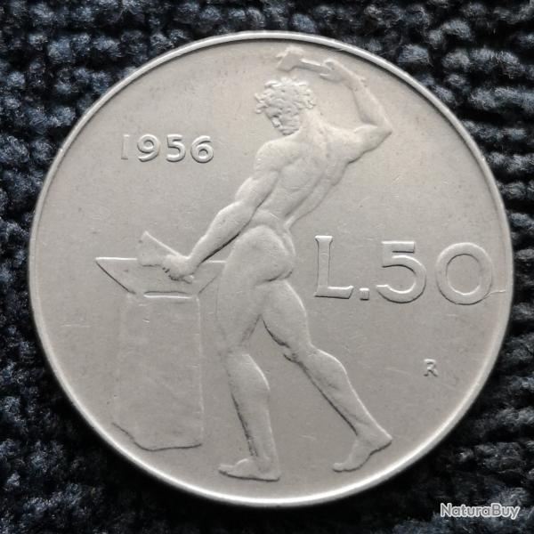 Monnaie Italie - 1956 R - 50 lire grand module (Grade : TTB) - Ref N1401