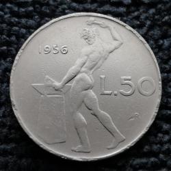 Monnaie Italie - 1956 R - 50 lire grand module (Grade : TB) - Ref N1579