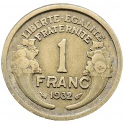 Monnaie France - 1932 - 1 franc Morlon Cupro-aluminium (Grade : AB) -Ref N0017