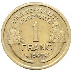 Monnaie France - 1940 - 1 franc Morlon Cupro-aluminium (Grade : TTB) -Ref N0221