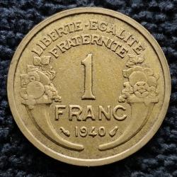 Monnaie France - 1940 - 1 franc Morlon Cupro-aluminium (Grade : TTB) -Ref N1538