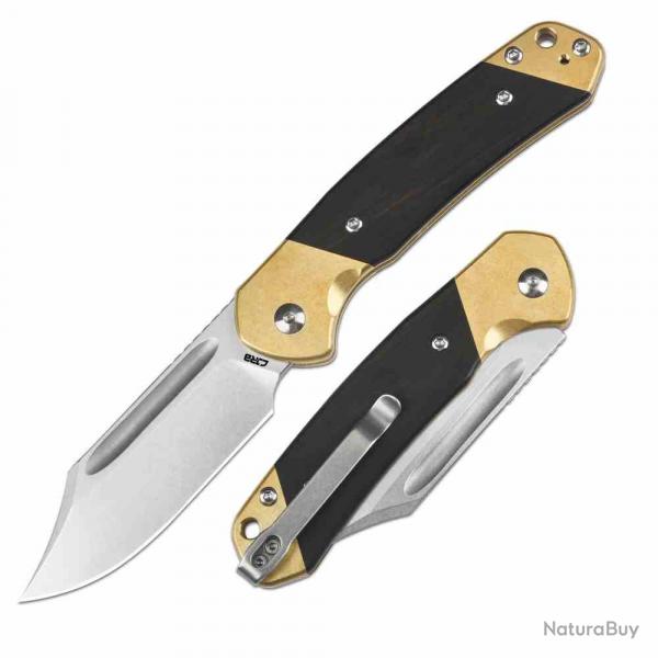 Couteau CJRB Pyrite Slipjoint Lame Acier AR-RPM9 Plaquettes Bois/Laiton J1942SJBREB