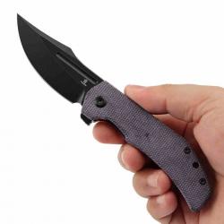 Couteau Tenable Orion Purple Lame Acier 14C28N Manche Micarta Liner Lock Roulements A Bille TB1089A2