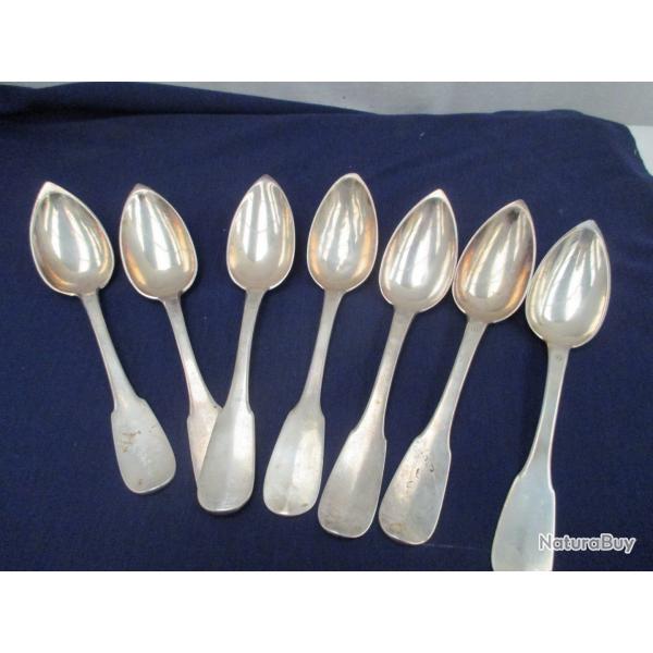 un lot de 7 cuillres en argent massif poinon  minerve 511 gr superbe  voir photos