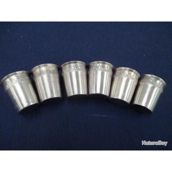 6 petits verres  a digestifs  en argent massif interieur vermeil  54 gr 8  poinon minerve  superbe