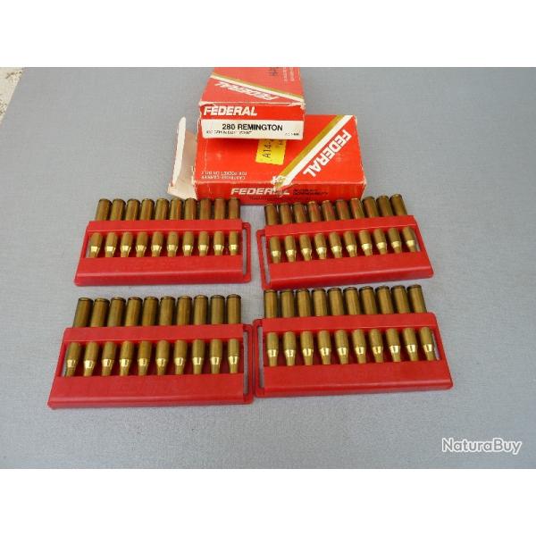 2 BOITES DE 20 BALLES FEDERAL CAL. 280 REM SP 150 GRAINS