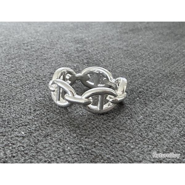 Bague HERMES neuve en argent - chaine d'ancre - taille 55 - Herms