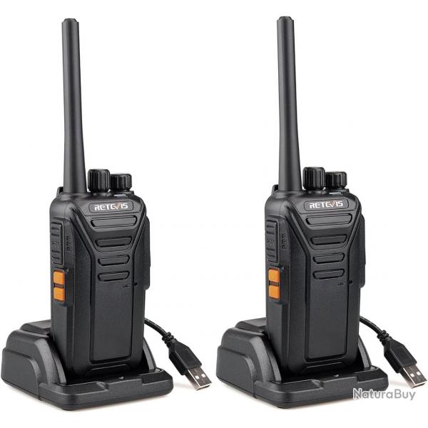 Pack de 2 Talkie-Walkie Batterie 1100 mAh16 Canaux CTCSS/DCS Rechargeable Porte 3 Km Charge USB