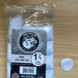 750 PATCHS DE NETTOYAGE CALIBRES, RONDS, BORE TECH Pour 22lr