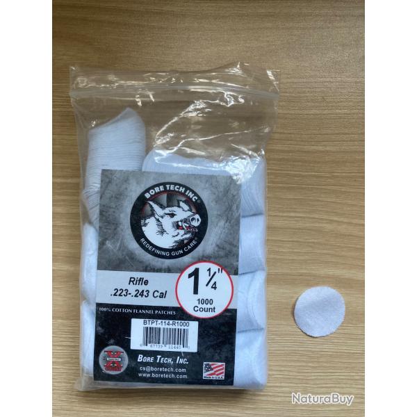 750 PATCHS DE NETTOYAGE CALIBRES, RONDS, BORE TECH Pour 22lr