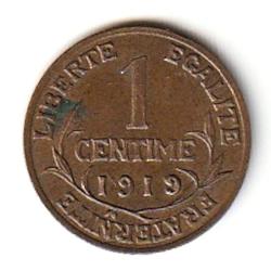 Monnaie  France 1 centime Daniel-Dupuis 1919