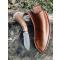 petites annonces chasse pêche : couteau de chasse d'artisan / manche bois de cerf / lame damas acier carbone 1095 / 15N20