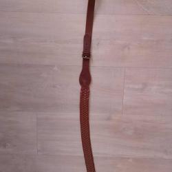 Bretelle cuir tressé brun foncé