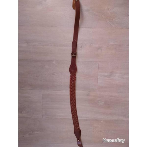 Bretelle cuir tress brun fonc