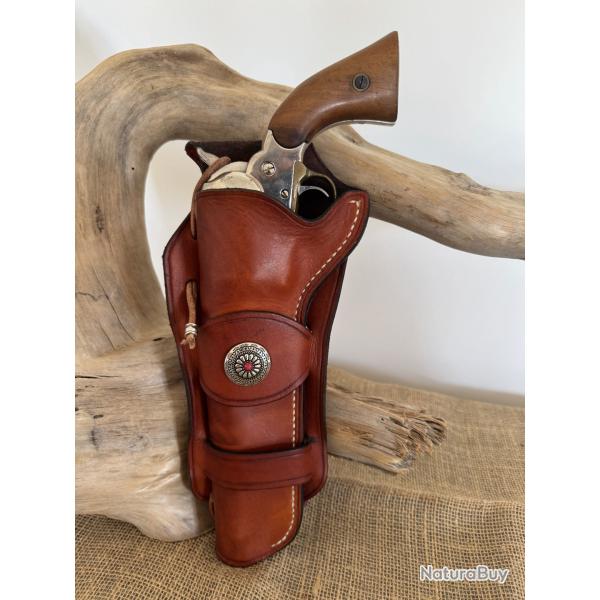 Holster en cuir pour revolvers de type Colt SAA 1873, Remington 1858. Gaucher N06