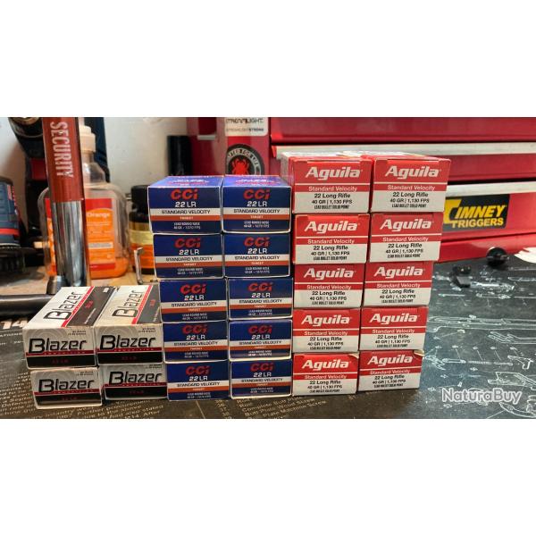 24 boites de munitions 22lr cci / blazer / aguila