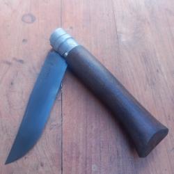 Couteau OPINEL N10 Carbone Manche en Bois avec Tire Bouchon
