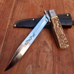 Couteau de Chasse à la d estaing Allemand COBRA ROSTFREI avec Étui en cuir
