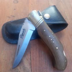 Gros Couteau de Chasse LAGUIOLE Manche en Bois Étui en cuir