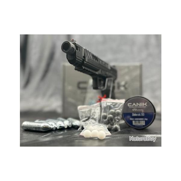 PACK DCOUVERTE PRT A TIRER  PISTOLET CANIK RIVAL CO2 C50 BLACK