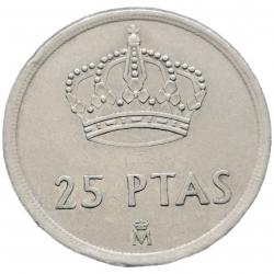 Monnaie Espagne - 1982 - 25 pesetas Juan Carlos M Couronné (Grade : TB)  -Ref N0023
