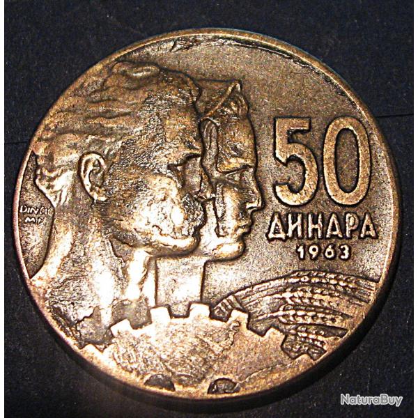 Yougoslavie piece de 50 para 1963 bronze d'alu ttb
