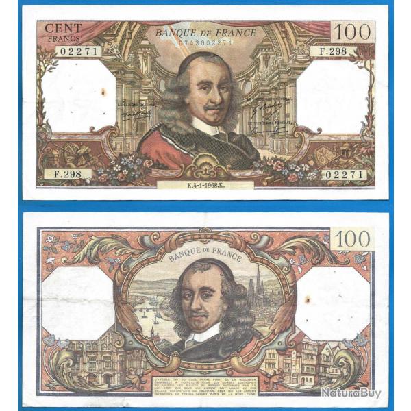 France 100 Francs 1968 Billet Pierre Corneille Franc