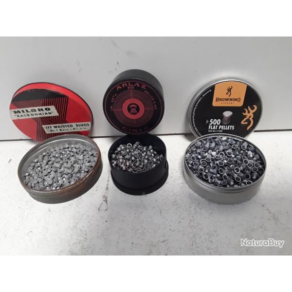 Lot de 3 boites de plombs cal.4,5mm